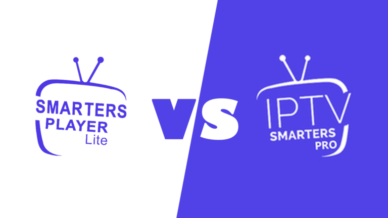 Comparaison entre Smarters Player Lite et IPTV Smarters Pro avec logos officiels – application IPTV, xtream codes, m3u et boîtiers Android